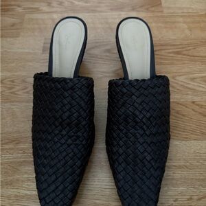 22eleve brown woven slip on mule